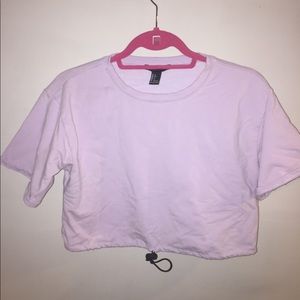 purple draw string crop top